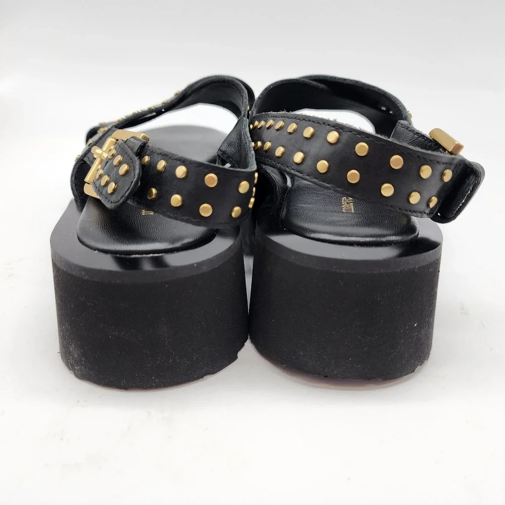 Anthropologie Maeve Chrissy Studded Platform Sandal EU 38 US 7-7.5 Black Leather